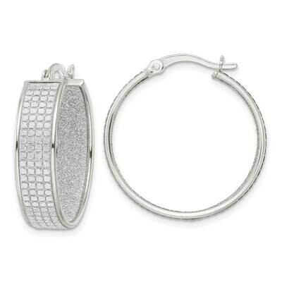 Fabric Glitter Hoop Earrings Sterling Silver Polished QE15927, MPN: QE15927, 196904152843