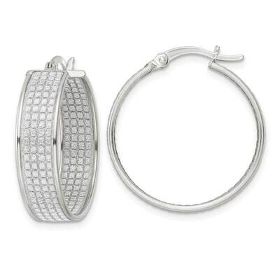 Fabric Glitter Hoop Earrings Sterling Silver Polished QE15926, MPN: QE15926, 196904151518