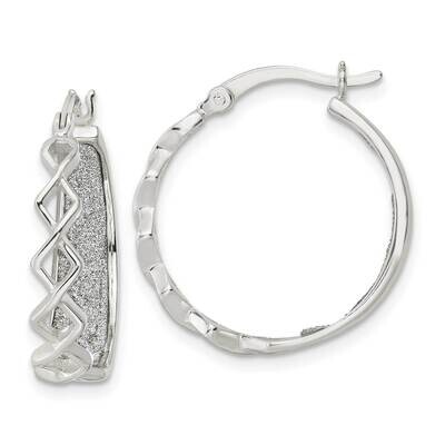 Fabric Glitter Hoop Earrings Sterling Silver Polished QE15923, MPN: QE15923, 196904152928
