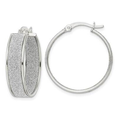 Fabric Glitter Hoop Earrings Sterling Silver Polished QE15928, MPN: QE15928, 191101767661