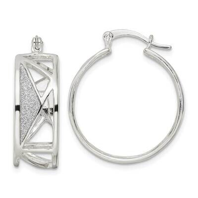Fabric Glitter Shapes Hoop Earrings Sterling Silver Polished QE15922, MPN: QE15922, 196904152966
