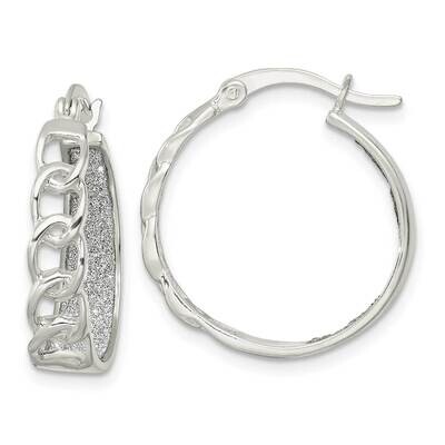 Fabric Glitter Hoop Earrings Sterling Silver Polished QE15924, MPN: QE15924, 196904151402