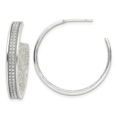 4.5x30mm Fabric Glitter Hoop Post Earrings Sterling Silver QE15921, MPN: QE15921, 191101767678