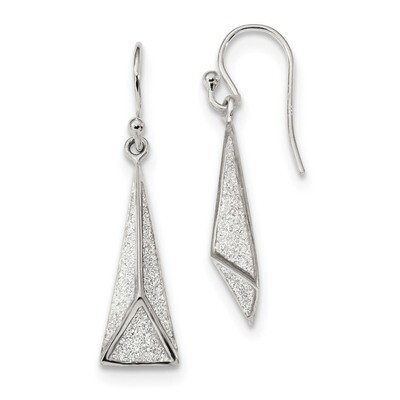 Enamel Glitter Fabric Triangle Earrings Sterling Silver Polished QE13288, MPN: QE13288, 191101235931