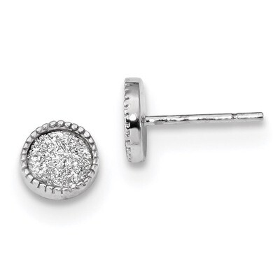 Enamel Glitter Fabric Post Earrings Sterling Silver Rhodium-plated QE13295, MPN: QE13295, 191101233…