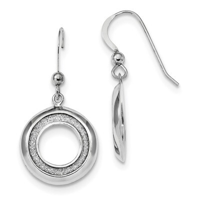 Enamel Glitter Fabric Circle Dangle Earrings Sterling Silver Rhodium-plated QE13282, MPN: QE13282, …