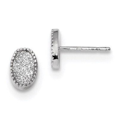 Enamel Glitter Fabric Oval Post Earrings Sterling Silver Rhodium-plated QE13286, MPN: QE13286, 1911…