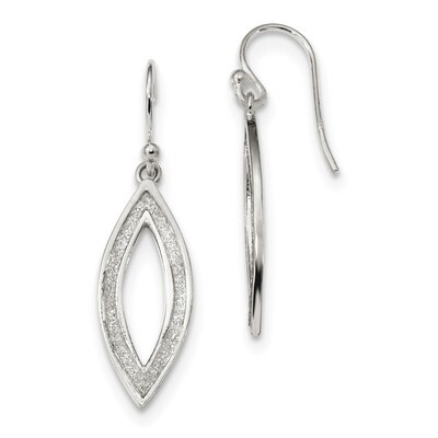 Enamel Glitter Fabric Oval Shepherd Hook Earrings Sterling Silver Polished QE13290, MPN: QE13290, 1…