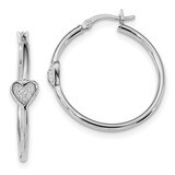 Enamel Glitter Fabric Heart Hoop Earrings Sterling Silver Rhodium-plated QE13278, MPN: QE13278, 191…