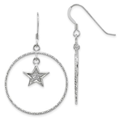 Enamel Glitter Fabric Star Diamond-cut Circle Earring Sterling Silver Rhodium QE13292, MPN: QE13292…