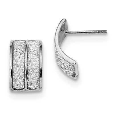 Enamel Glitter Fabric Half Hoop Post Earring Sterling Silver Rhodium-plated QE13294, MPN: QE13294, …