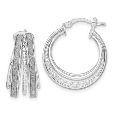 Sterling Silver Rhodium Glitter D/C Hoop Earrings QE11351