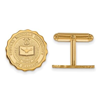 Central Michigan University Crest Cufflinks Gold-plated Silver GP018CMU, MPN: GP018CMU, 886774922225