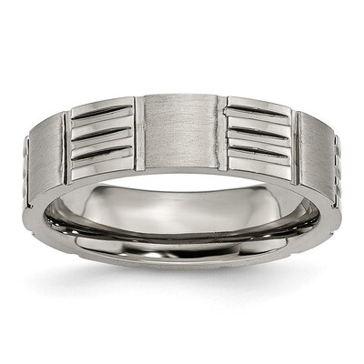 Notched 6mm Satin &amp; Polished Band Titanium TB325-10