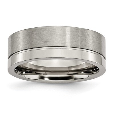 Grooved 8mm Brushed and Polished Band Titanium TB61-10