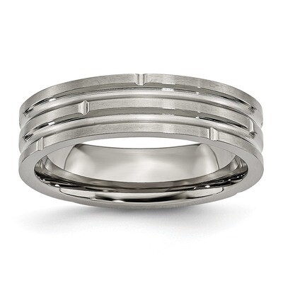 Grooved 6mm Polished and Satin Band Titanium TB329-10