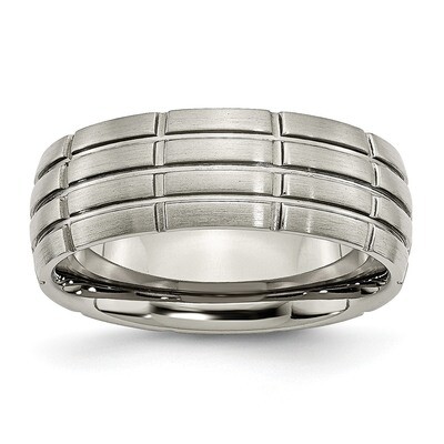 Grooved 8mm Brushed and Polished Band Titanium TB183-10