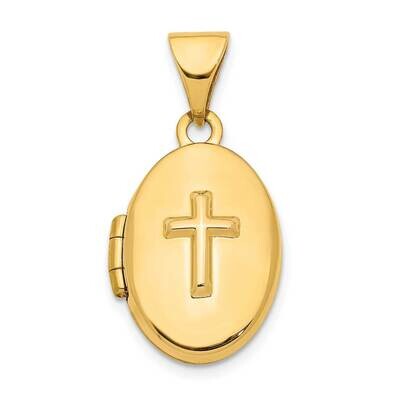 Cross 16mm Oval Locket Pendant 14k Gold XL771, MPN: XL771, 883957946672