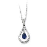 Sept. Created Sapphire Never Forget Tear 18 Inch Necklace Sterling Silver QSX188, MPN: QSX188, 8839…