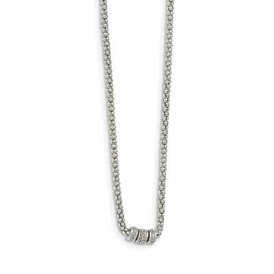 White Sapphire Bead Necklace Sterling Silver QG5375-17.25, MPN: QG5375-17.25, 883957961354