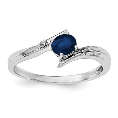 Sapphire and Diamond Ring Sterling Silver Rhodium-plated QR6378S, MPN: QR6378S, 883957019130