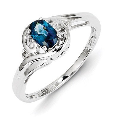 Sapphire Ring Sterling Silver Rhodium-plated Diamond QR4504S, MPN: QR4504S, 883957405834
