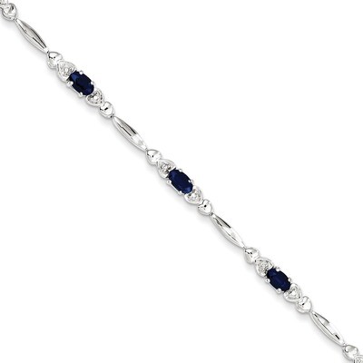 Sapphire and Diamond Bracelet Sterling Silver QX852S, MPN: QX852S, 883957516721