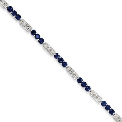 Sapphire and Diamond Bracelet Sterling Silver QX861S, MPN: QX861S, 883957410036