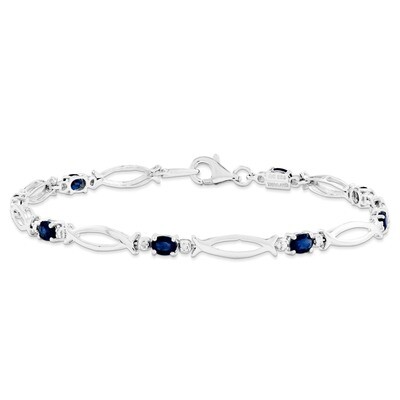 Sapphire and Diamond Bracelet Sterling Silver QX856S, MPN: QX856S, 883957409962