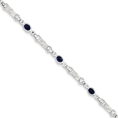 Sapphire and Diamond Bracelet Sterling Silver QX855S, MPN: QX855S, 883957681139