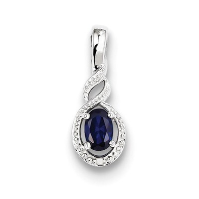 Sapphire &amp; Diamond September Pendant Sterling Silver QBPD18SEP, MPN: QBPD18SEP, 883957554068