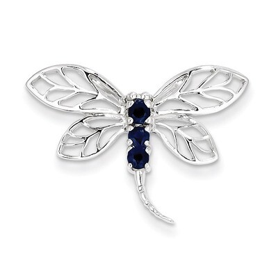 Sapphire Dragonfly Pendant Sterling Silver Rhodium QDX862, MPN: QDX862, 883957551593