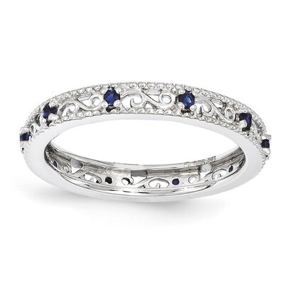 Created Sapphire Ring - Sterling Silver QSK1490, MPN: QSK1490, 886774204871