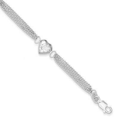 7 Inch Heart with Love Bracelet Sterling Silver QG1688-7, MPN: QG1688-7, 883957948034