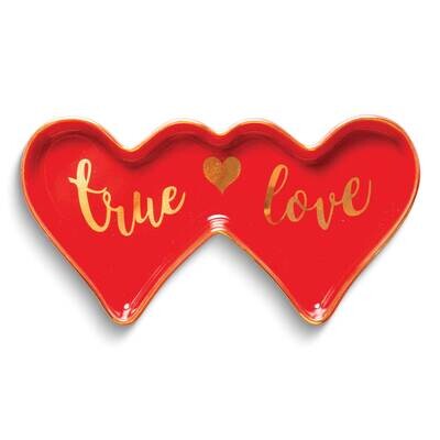 Double Heart TRUE LOVE Red Ceramic Trinket Dish GM25208, MPN: GM25208, 788089159757
