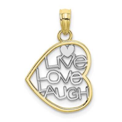 Live Love Laugh In Heart Charm 10k Gold &amp; Rhodium 10K9521, MPN: 10K9521, 63721818675