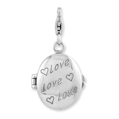 Love Heart Compact Charm Sterling Silver Enameled QCC879 by Amore La Vita, MPN: QCC879, 886774235905