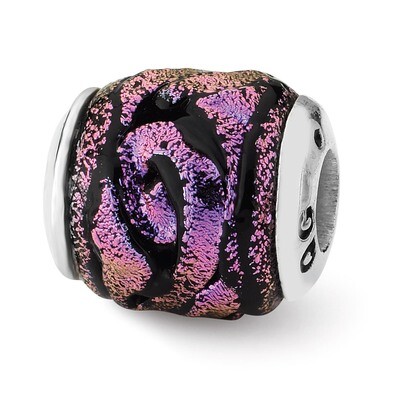 Purple Dichroic Glass Bead - Sterling Silver QRS1796, MPN: QRS1796, 883957310008