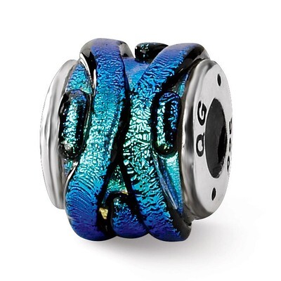 Green Dichroic Glass Bead - Sterling Silver QRS1475, MPN: QRS1475, 883957305912