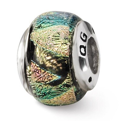 Rainbow Dichroic Glass Bead - Sterling Silver QRS1472, MPN: QRS1472, 883957305882