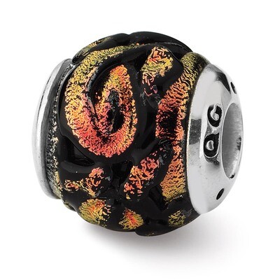 Orange Dichroic Glass Bead - Sterling Silver QRS1794, MPN: QRS1794, 883957309989
