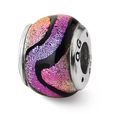 Purple Dichroic Glass Bead - Sterling Silver QRS1461, MPN: QRS1461, 883957305776