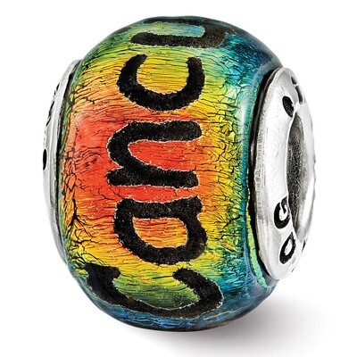 Cancun Orange Dichroic Glass Bead - Sterling Silver QRS3110, MPN: QRS3110, 886774967837