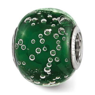 Bubbles Green Glass Bead Sterling Silver QRS3838, MPN: QRS3838,