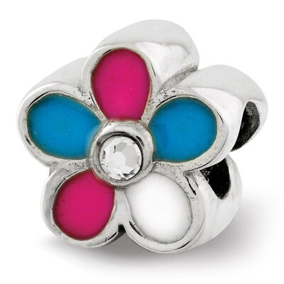 Enameled Flower Bead - Sterling Silver QRS2660, MPN: QRS2660, 883957465968