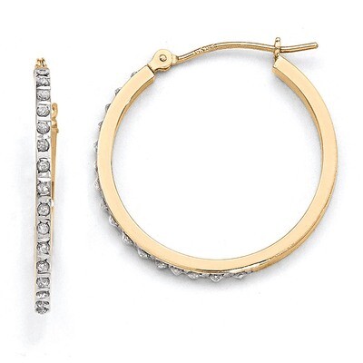 Round Hinged Hoop Earrings 14k Gold with Diamonds DF149, MPN: DF149, 191101179396