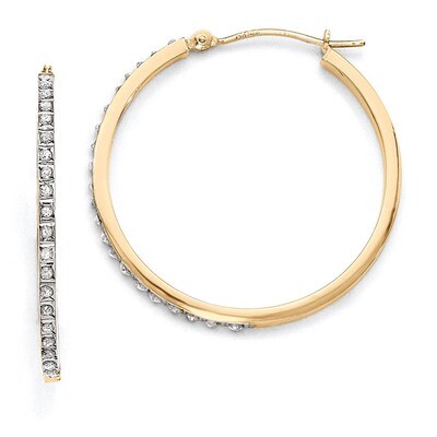Round Hinged Hoop Earrings 14k Gold with Diamonds DF125, MPN: DF125, 191101179228