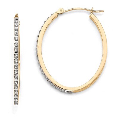 Oval Hinged Hoop Earrings 14k Gold with Diamonds DF110, MPN: DF110, 191101179082