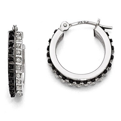B &amp; W Diamond Round Hinged Hoop Earrings 14k White Gold with Diamonds DF253, MPN: DF253, 1911011798…