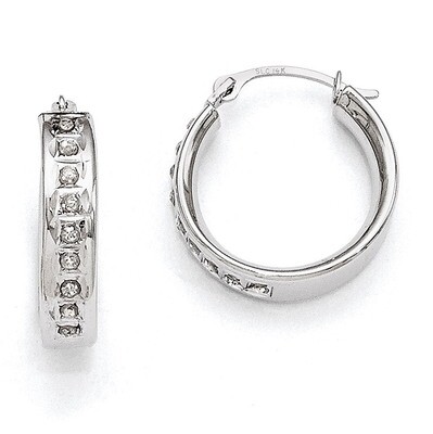 Round Hoop Earrings 14k White Gold with Diamonds DF254, MPN: DF254, 191101179822